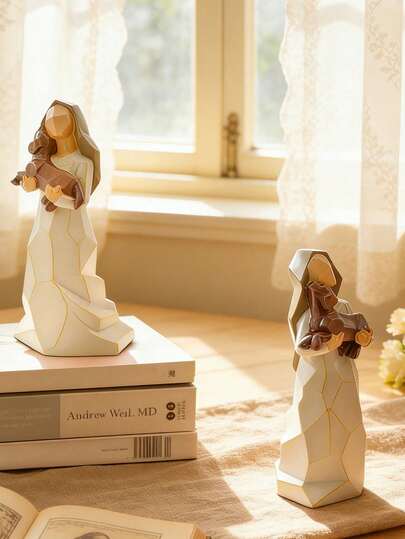 Statua in resina di una donna che abbraccia un cane, design geometrico astratto, stile nordico minimalista, fatto a mano, creativo, impermeabile, resistente ai graffi, superficie liscia, decorazione domestica unica e di estetica astratta