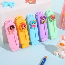 1/2/3/4/5pcs Cartoon K-POP Girl Group Retractable Erasers, Creative Stationery, Low Crumb Easy Erase, Extendable Erasers, Back To School Student Supplies - Sets - View 8