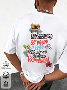 波多黎各 Bunny "DtMF" 趣味青蛙獨特印花男士修身版 T-shirt，適合度假旅行海灘、日常聚會、運動 - 白色 - 查看 4