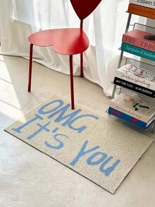 1pc Cuttable Entrance Doormat, English Letter Anti-Slip Rug, Easy To Clean - Multicolor - View 1