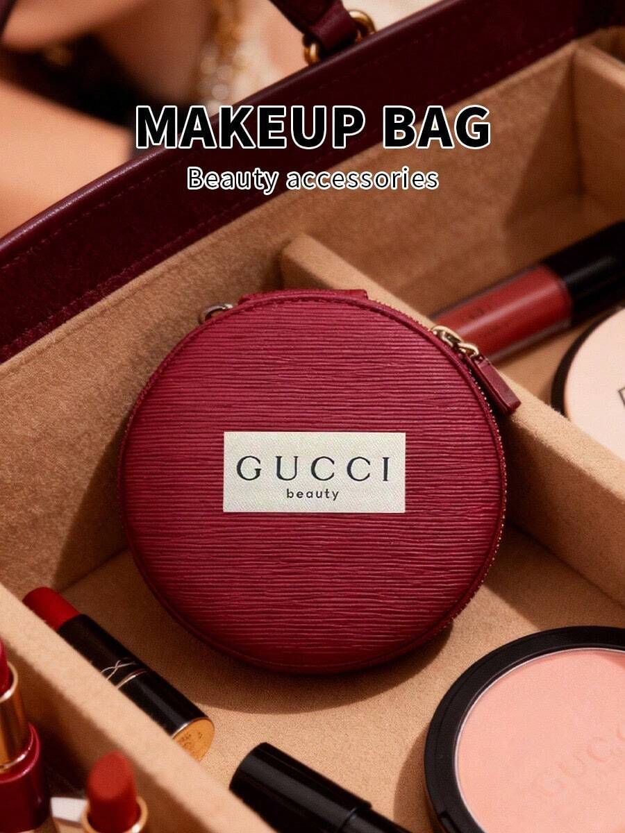 Encora 红色便携式化妆包、耳机零钱包、首饰收纳包 - Cucci-Bag-2 - 玫瑰紅 - 查看 1