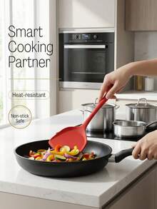 1pc Compact Non-Stick Silicone Spatula: Featuring Classic Chinese Design, Heat-Resistant And Durable. Suitable For Non-Stick Cookware, Can Be Used For Stir-Frying And Serving Dishes. Ideal For Home Chinese Cooking Such As Scrambled Eggs And Pancakes. An Essential Kitchen Tool. - Multicolor - View 15