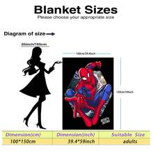 Marvel Spider-Man Theme Flannel Blanket, Featuring The Classic Red And Blue Superhero Costume, Warm And Soft, Suitable For Sofa, Nap, Bed Decor And More - Black - View 18