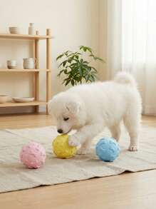 PETSIN 1 TPR 宠物咬玩具、狗玩具、猫玩具、球形橡胶玩具、互动、投掷球 - 彩色 - 查看 2