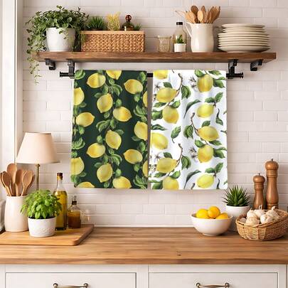 2/4/6pcs Lemon Print Dish Towels, Super Absorbent Microfiber Modern Towels, Cooking And Baking Tea Towels, Dishcloths, Cleaning Rags, Hand Towels, Highly Soft And Absorbent, Kitchen Decor, Gifts For Neighbors, Mothers, Birthdays, Housewarming For Friends, Kitchen Essentials, Daily Necessities