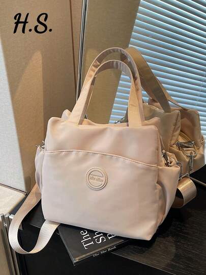 新款时尚休闲多口袋大容量小众设计简约纯色小众设计，韩式奢华感，适合工作通勤午餐携带，大学生日常购物旅行单肩斜挎包，女士款