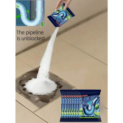 jakehoe Drain Cleaner Powder For Kitchen & Bathroom, Effectively Dissolves Hair, Soap Scum And Grease, Solves Clogged Sink And Drain Issues