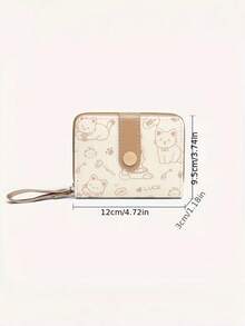 1pc Cute Bear Print Women's Wallet, Original Minimalist Japanese Style Tri-Fold Snap Closure Student Short Wallet, Women Coin Purse Clutch Bag, High-Value Compact Small Wallet, Folding Student ID Card Holder, Cute Cat Japanese Style Wallet - Pink Bear - View 3