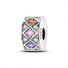 1 Pc Fashion Geometric Sparkling Beads Dangle Charm Silver Plated Fit Bracelet Necklace DIY Holiday Gift - Multicolor - View 4