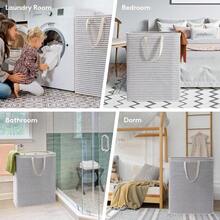Laundry Hamper Large Collapsible Laundry Basket, Freestanding Waterproof Clothes Hamper Storage With Easy Carry Handles Clothes In Bedroom Bathroom College Dorm For Adults, 125L - Grey + 125L - View 7