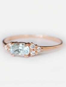 1枚优雅立方氧化锆戒指，适合作为情人节、婚礼、订婚、周年纪念派对的礼物送给女性。 - 淺藍色 - 查看 4