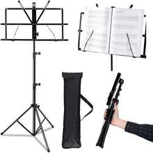 1pc Adjustable Height Portable Folding Metal Music Sheet Stand, With Storage Bag, Suitable For Storage Or Travel, Ideal As Musical Instrument Accessory Gift, Multiple Colors Available - Multicolor - View 3