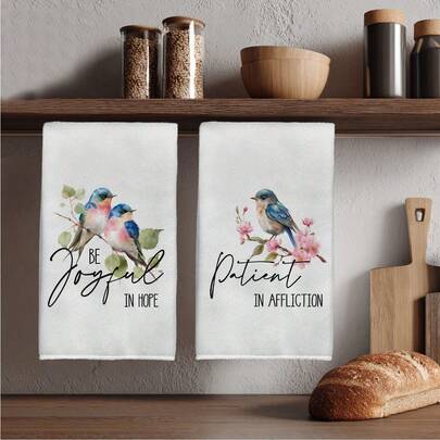 MEMNUN 2 Piezas Toallas de cocina con impresión de pájaro en acuarela minimalista y cita inspiradora, 15.75*23.62in (40*60cm) Toallas de plato súper suaves y absorbentes de microfibra, toallas de mano, toallas de té, decoración del hogar, decoración de cocina, decoración de baño, ideal para decoración del hogar y regalo
