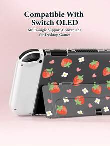Ayotu Ốp bảo vệ hình dâu tây cho Switch, có thể lắp vào đế sạc mà không cần tháo ốp bảo vệ. - Nhiều màu - Xem 4