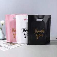 20个/50个/100个粉色“谢谢”礼品袋，适用于婚礼、生日、派对、服装包装、精品店、零售、礼品袋、小型企业、白色/黑色购物袋、手提袋、收纳袋、节日、圣诞节、母亲节、伴娘礼物、毕业礼物、生日礼物、结婚礼物、返校季等场合。 - 彩色 - 查看 10