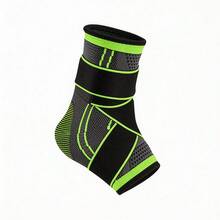 1pc Black & Green Adjustable Ankle Brace, Soft & Comfortable, Dual Protection, Snug Fit, Lightweight & Breathable, Suitable For Running, Yoga, Fitness - màu xanh lá - Xem 1