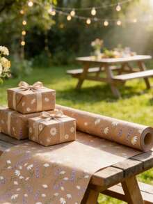 1 Cuộn Giấy Gói Quà Màu Tím Hoa, Giấy Gói Quà Kích Thước Lớn với Họa Tiết Hoa, Màng Nhựa Trang Trí, Giấy Gói Quà Màu Vàng, Cuộn Giấy Gói Quà, Thích Hợp Cho Đám Cưới, Sinh Nhật, Tiệc Tùng, Có Thể Cắt Thành Màu Hồng Để Trang Trí Ngày Của Mẹ, Đám Cưới, Trang Trí Quà Tặng Mùa Xuân/Hè - Giấy đóng gói - Xem 4