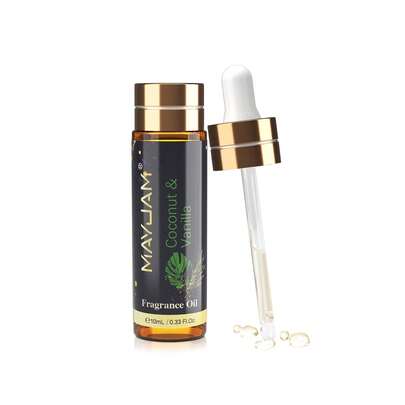 1瓶 MAYJAM 10毫升/0.33液盎司椰子香草香氛精油，适用于香薰机、加湿器、DIY蜡烛、肥皂、浴球制作，也可用于家居香薰装饰、卧室放松和空气清新。
