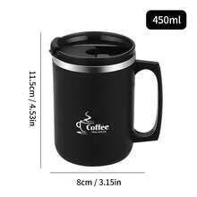 1个450毫升304不锈钢咖啡杯，带手柄和盖子，双层保温咖啡杯，防漏，可盛装茶、牛奶、咖啡、水等，耐热饮水杯，适合学生和成人居家、学校、宿舍、办公室、露营和野餐使用。 - 彩色 - 查看 14