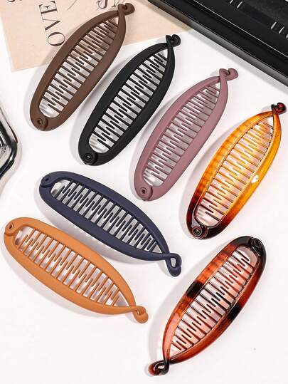 1-4pcs Solid Color Banana Hair Clips, An Elegant High-Quality Hair Accessory, Can Be Secured At The Back Of The Head, Suitable For Ponytails. Versatile For Daily Wear, Face Washing, Makeup, Shopping, Photography, Christmas, Halloween And Other Festivals. Other Functions Include Claw Clips, Hair Clips, Hair Pins, Hair Decorations., Hair Claws, Hair Slide, Hair Barrettes, Hairpin