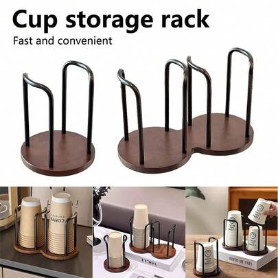 1pc Luxury Disposable Cup Storage Holder Water Tea Cups Dispenser Rack Shelf Longer Stick Mug Display Stand Home Organizer