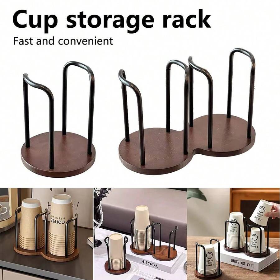 1pc Luxury Disposable Cup Storage Holder Water Tea Cups Dispenser Rack Shelf Longer Stick Mug Display Stand Home Organizer