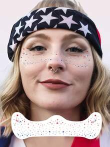 6 Sheets 4th Of July Freckles Face Tattoo Star Gold Glitter Freckles Waterproof Makeup Patches Sparkle Freckles For Women Face Rave Independence Day Accessories Travel Music Festival Prom Party Halloween - Multicolor - View 3