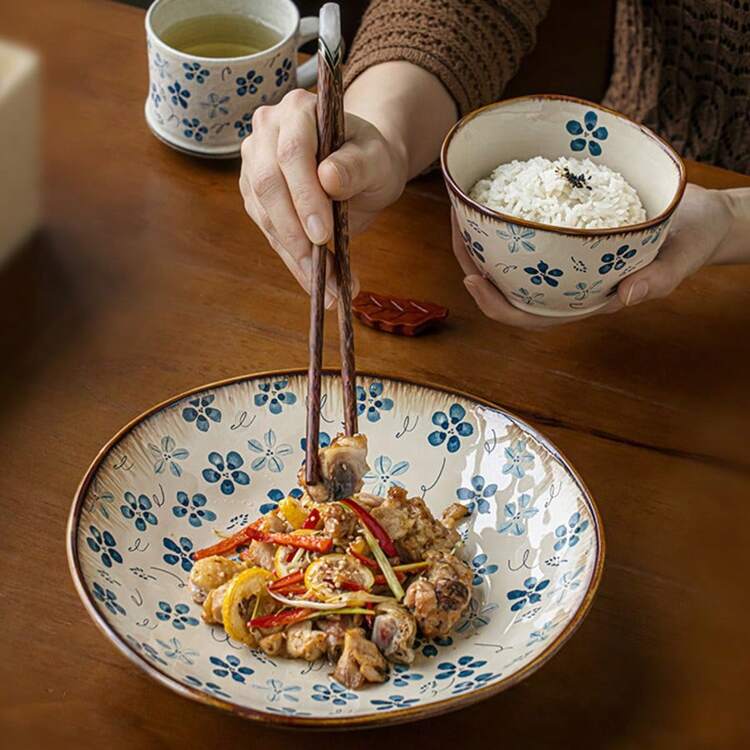 1 chiếc đĩa sứ hình dạng bất thường, đường kính 9 inch, dùng cho bữa ăn trong gia đình. - Xem 3