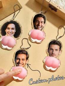 1个定制亚克力挤压玩具钥匙扣，可个性化定制人像照片，新奇的臀部挤压减压钥匙扣，送给家人、朋友的独特礼物，生日、情人节礼物 - 彩色 - 查看 6