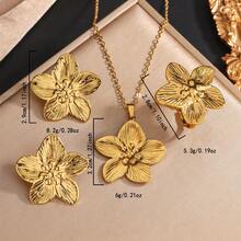 不锈钢耳环、项链和戒指套装，时尚简约设计，适合约会、度假、日常佩戴，也是情侣礼物和节日礼物的理想之选。 - 金黃色 - 查看 2