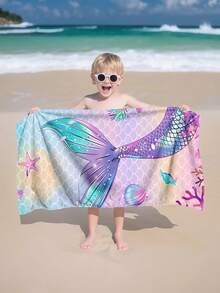 1 Stück traumhaft bunter Meerjungfrau-Schwanz Strandtuch, super weicher Mikrofaser extra großer Stranddecke, super saugfähiges Badetuch, geeignet für Reisen, Schwimmbad, Tauchen, Surfen, Yoga, Camping, in verschiedenen Größen erhältlich, Strandaccessoires - Verschiedenfarbig - Übersicht 5