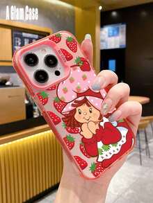 1 Piece IMD Pink Strawberry And  Girl Graphiccartoon Phone Case: Sweet Cool Style. Vibrant Pink, Shock-Absorbent, Compatible With IPhone16 Pro Max, 15/14 Plus, 13, 12, 11, 17,Waterproof, Shockproof, And Scratchproof Perfect Gift For New Year/Valentine's Day, Family/Friends/Lovers - 粉紅色1 - 查看 7