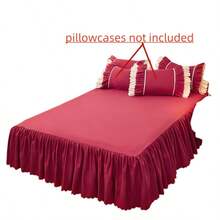 1pc Ruffled Soft Brushed Bed Skirt (Pillow Case Not Included) - Burgundy - View 4