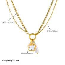 男士双链蝴蝶四叶草珍珠不锈钢项链 - 花朵 - 查看 2