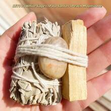 香薰套装，包含水晶手链、抛光石、白鼠尾草和圣木，节日礼物，日常必需品。 - 鼠尾草套裝 - 查看 12