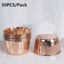 50个装烘焙纸杯蛋糕衬垫，耐热PET纸杯，卷边加固不油腻，纸杯蛋糕包装纸，烘焙纸杯 - 查看 14