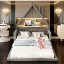 Kids Bed Frames, Headboards & Footboards - Grey + Pine + 90cm*200cm - View 1