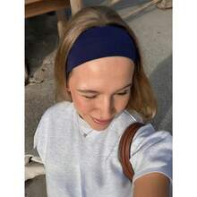 5pcs/Pack Women's Bohemian Style Non-Slip Headbands, Suitable For Yoga, Running, Fitness And Face Washing - Soft Elastic Moisture-Wicking Headbands, Solid Color Casual Headbands, Suitable For All Seasons, Women And Girls Hair Accessories (Black, Gray, Pink, White, Navy Blue) Women Sweatband Casual Hair Band Elegant Head Scarf - Nhiều màu-2 - Xem 7