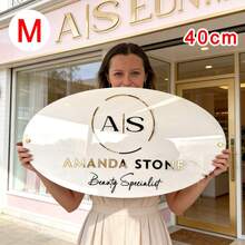 Custom Oval Wall Sign With Gold-Tone Bracket, Includes All Installation Materials, Customizable For Hair Salons, Outdoor Beauty Rooms, Lash Studios And Other Commercial Signage, Modern Decor For Specialty Shops - Multicolor - View 16