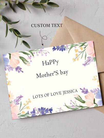 Customized Mother's Day Greeting Card, Personalized Floral Blessing Card For Mom, Unique Gift For Mom, Grandma, Stepmother