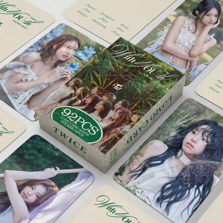 92张（60张小卡+32张贴纸）TWICE新专辑《I GOT YOU》迷你小卡，MOMO和SANA主题收藏卡，高清双面卡，周边收藏品，粉丝生日和节日的理想礼物 - 彩色 - 查看 1