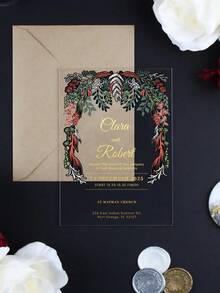 Acrylic Wedding Invitation: Custom Elegant Party Invites, Custom Acrylic Wedding Invitation, Acrylic Invites, Luxury Invite, Transparent Invitation, Custom Acrylic Wedding Invitation, Acrylic Invites, Minimalist Acrylic Invite, White Ink Acrylic Invitation, Transparent Invitation - Multicolor - View 12