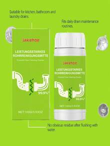 jakehoe 1 pieza/100g Polvo limpiador de desagües, disuelve la grasa y despeja los desagües atascados, efectivo para el mantenimiento de desagües de cocina, inodoro, baño y lavandería - En polvo - Ver 5