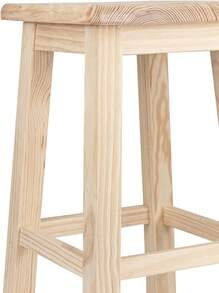 HELLO SUMMER-Taburete Cuadrado Alto de Madera con Reposapies, Diseño Clásico,Ideal para Cocina o Bar,Variedad de medidas - Champán - Ver 2