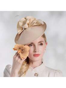 HIMESPORT 2026年新娘花朵装饰礼帽 - 草编德比茶会女士发饰，教堂婚礼鸡尾酒会羽毛头饰 - A - 查看 13