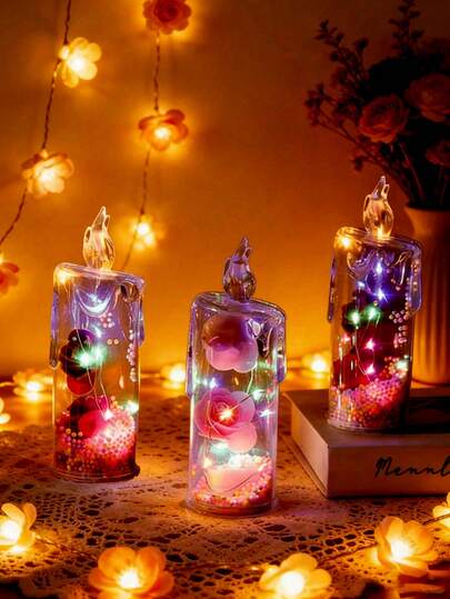 Creative Novelty LED Flower Candle Lights, Flameless Electronic Candle Lamps, Suitable For Room, Living Room, Park, Flower Candle Lights For Valentine's Day Confession, Qixi Festival Gift, Proposal Wedding Atmosphere, Holiday Party Birthday Candle Lights