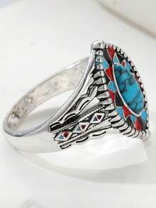 Nhẫn nữ phong cách Bohemian đính đá mắt ngựa, trang sức nghệ thuật cổ điển kiểu Âu và Mỹ đính đá ngọc lam tổng hợp, nhẫn tráng men thủ công. - Nhiều màu - Xem 6