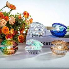 1 peça de decoração em forma de concha de cristal colorida com pérola artificial, mini ornamento de concha de cristal, decoração de mesa com tema oceânico. - 1PC - Ver 4
