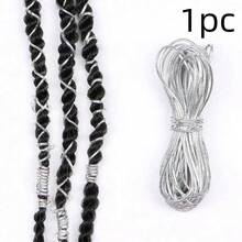 1/2pcs 5m Long Metallic Braided Hair Extensions, Stretchable Braiding Rope Decorative Accessories, Headpiece, Head Jewelry, Head Chain - Multicolor - View 11