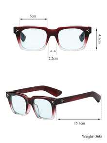 1pc Women's Classic Square Frame Elegant Burgundy Ombre Ocean Lens Glasses, Y2K Modern Retro Boho Vacation Fashion Shades, Suitable For Beach, Street, Driving, Travel, Camping, Dating, Outdoor - Multicolor - View 2
